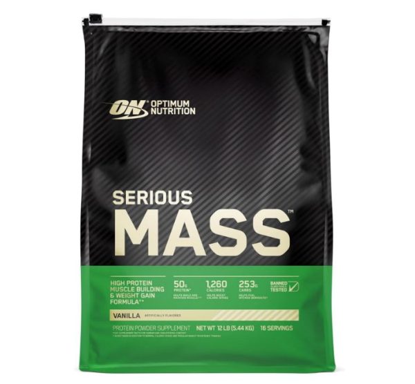 Optimum Nutrition Serious Mass – Weight Gainer Protein Powder with Vitamin C, Zinc, and Vitamin D for Immune Support 12lbs