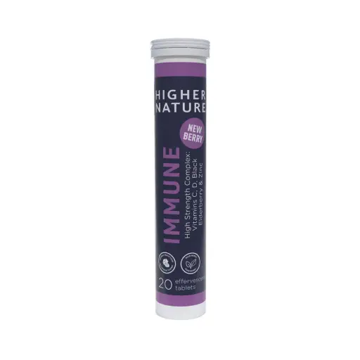 Higher Nature Immune Effervescent Tabs 20’s – Vit C, D, Zinc + Elderberry