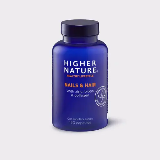 Higher Nature Nails & Hair Caps 120’s with Zinc, Biotin & Collagen